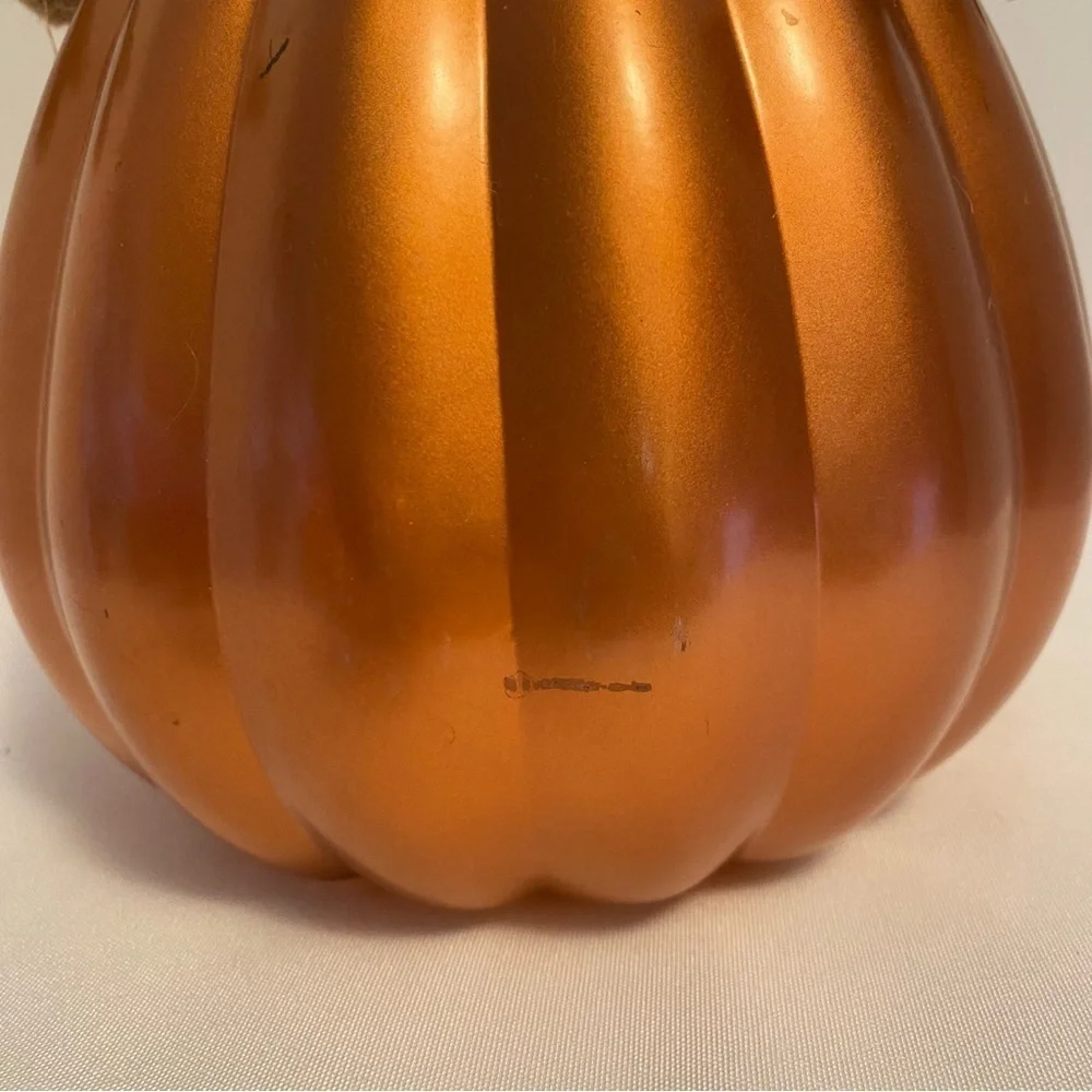 Metallic Orange Pumpkin Rope Handle Vase